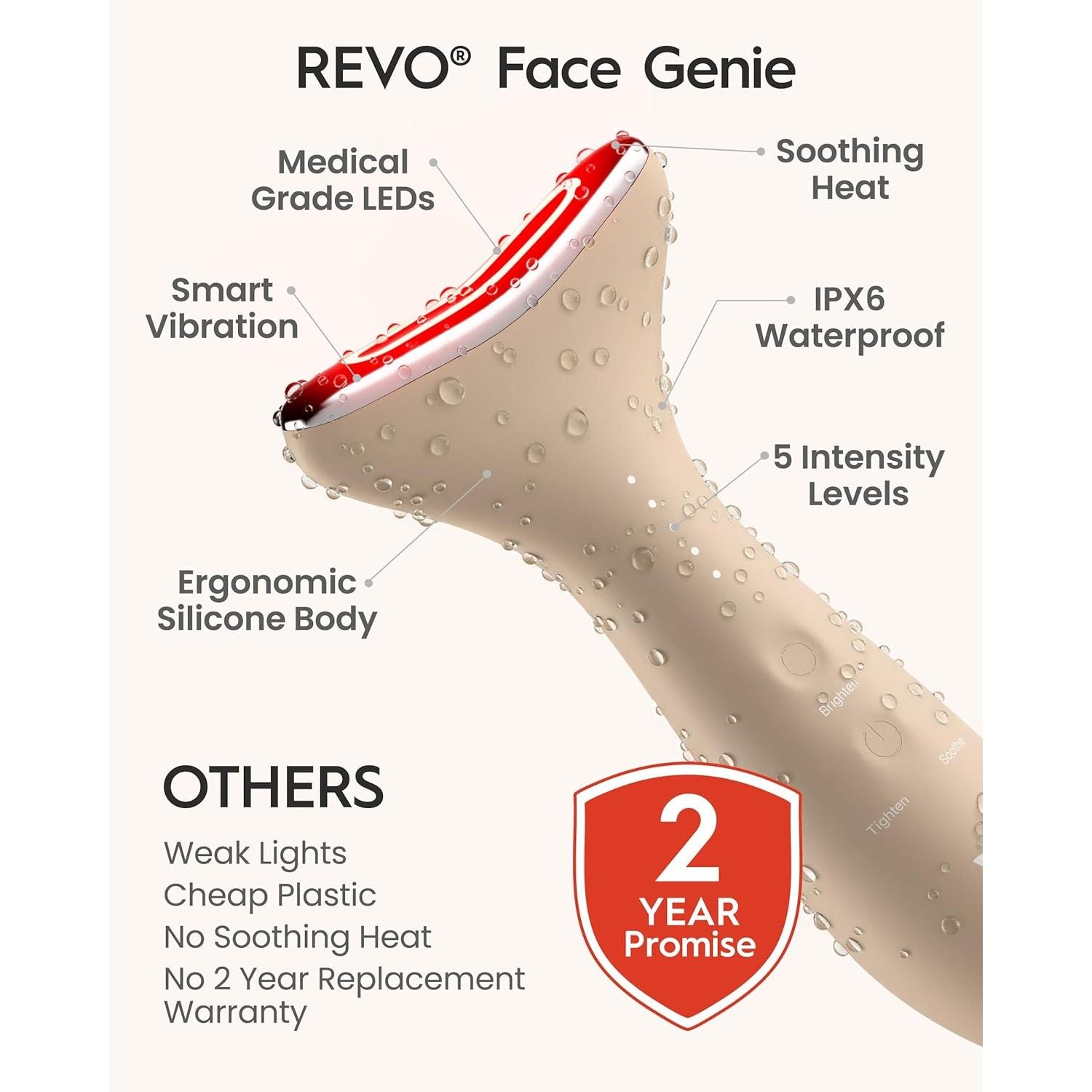 REVOMADIC REVO Genie | 3-In-1 Face & Neck Beauty Massager (Beige)