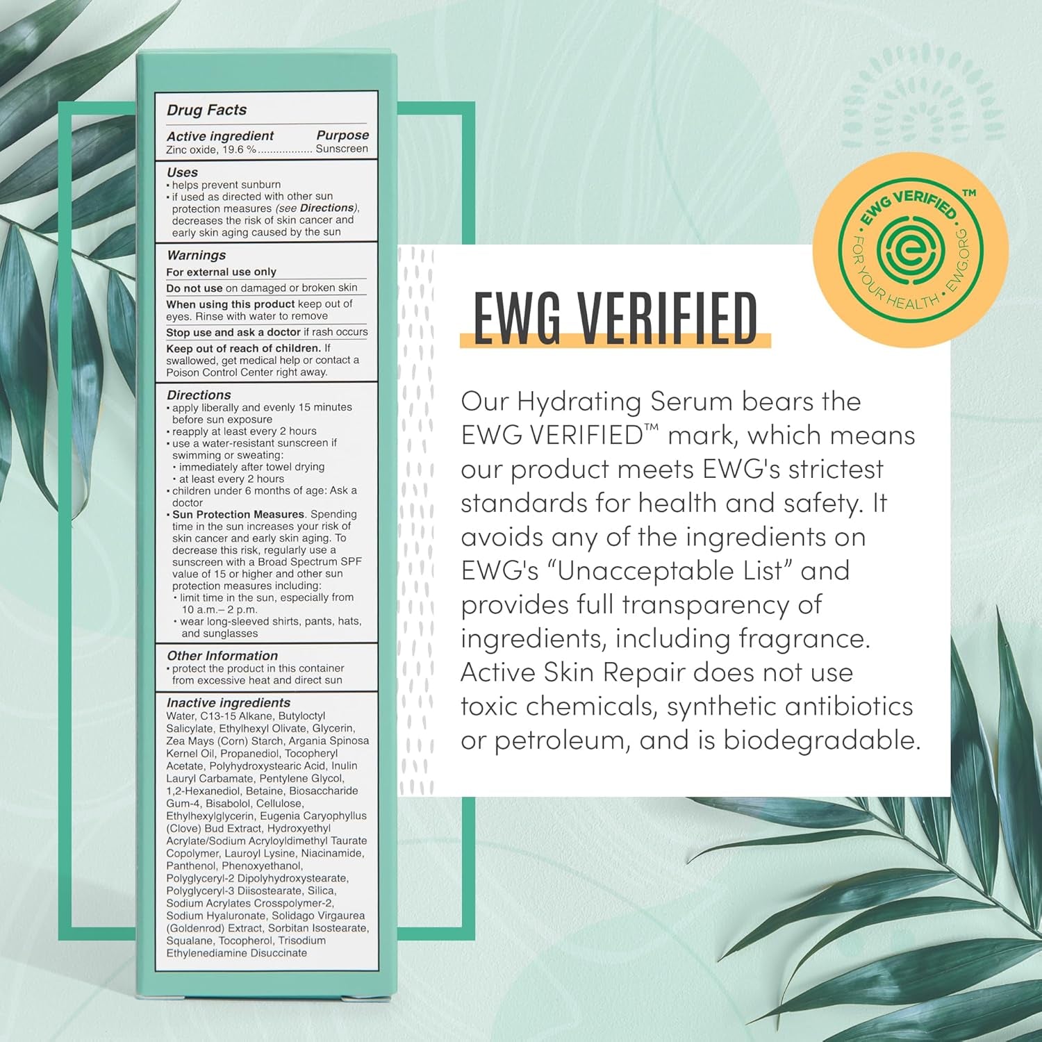 Active Skin Repair SPF 50 Ewg-Certified Hydrating Daily Sunscreen and Face Moisturizer, Non-Nano Zinc, Non-Toxic Broad Spectrum Protection Hydrating Mineral Facial Sunscreen, 1.7 Fl. Oz.