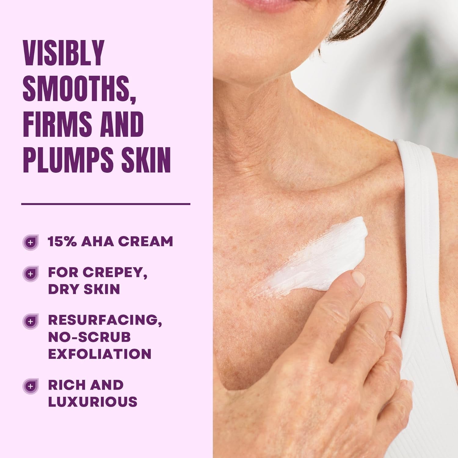 Crepe Firming Cream - Therapeutic Skin Tightening Cream for Body – No-Scrub Exfoliator and Moisturizer, Skin Care with 15% Lactic Acid AHA, 12 Oz (Packaging May Vary)