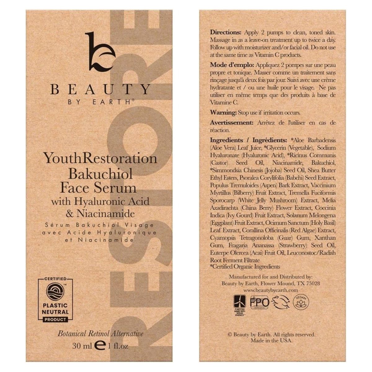 Bakuchiol Face Serum - USA Made with Natural & Organic Ingredients, Plant Based Retinol Alternative for Sensitive Skin, Smoothes Wrinkles & Fine Lines, anti Aging Serum for Face, Skin Care Serum - Glam Global UK