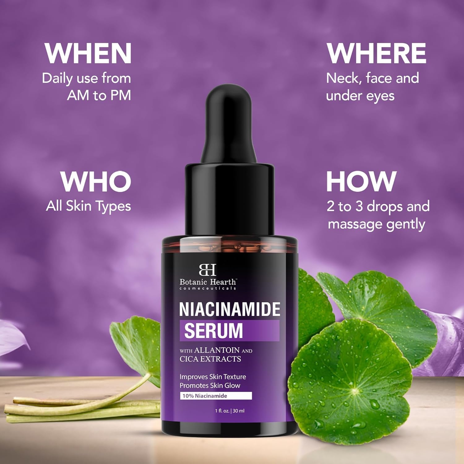 Botanic Hearth Niacinamide Serum – 30ml | Pore-Refining, Brightening Serum for Glowing, Even Skin
