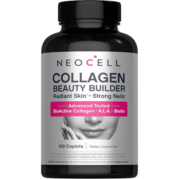 Collagen Beauty Builder | 150 Caplets | Grass Fed Bioactive Peptides | with Biotin and Hyaluronic Acid | Radiant Skin & Strong Nails Supplement