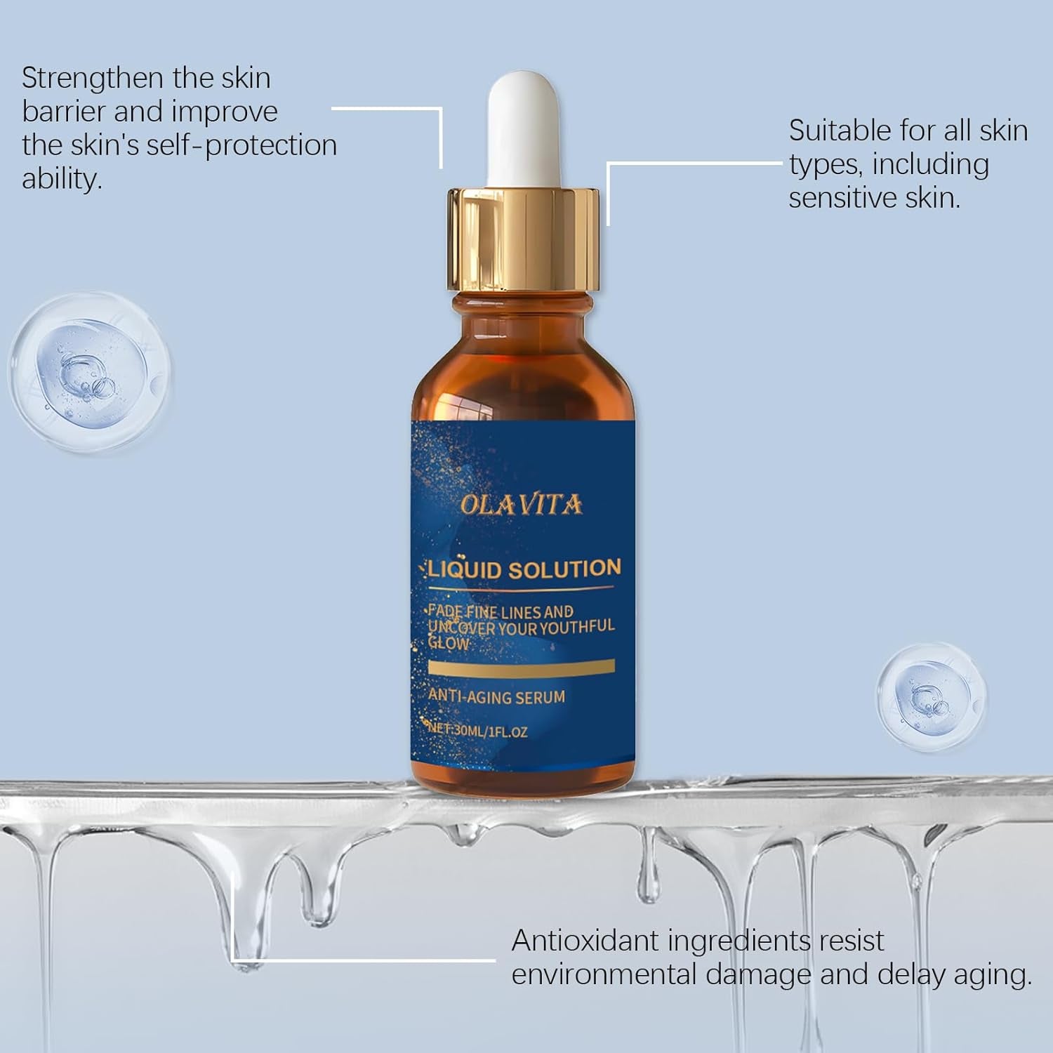 OLAVITA Liquid Solution Anti-Aging Serum – 30ml (2 Pack) | Retinol, Vitamin C & Aloe for Firm, Youthful Skin