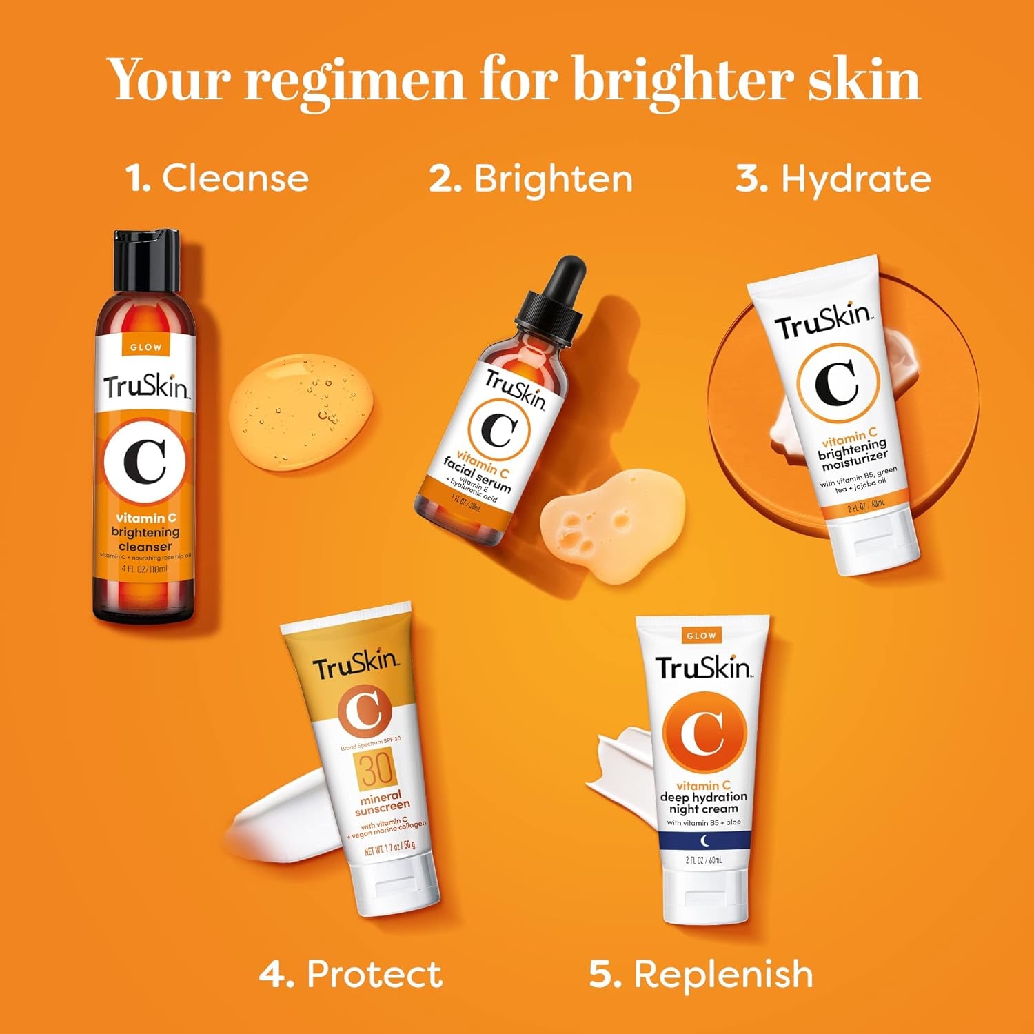 TruSkin Broad Spectrum SPF 30 Mineral Sunscreen with Vitamin C + Vegan Marine Collagen – 50g | Daily UV Protection & Anti-Aging Skincare