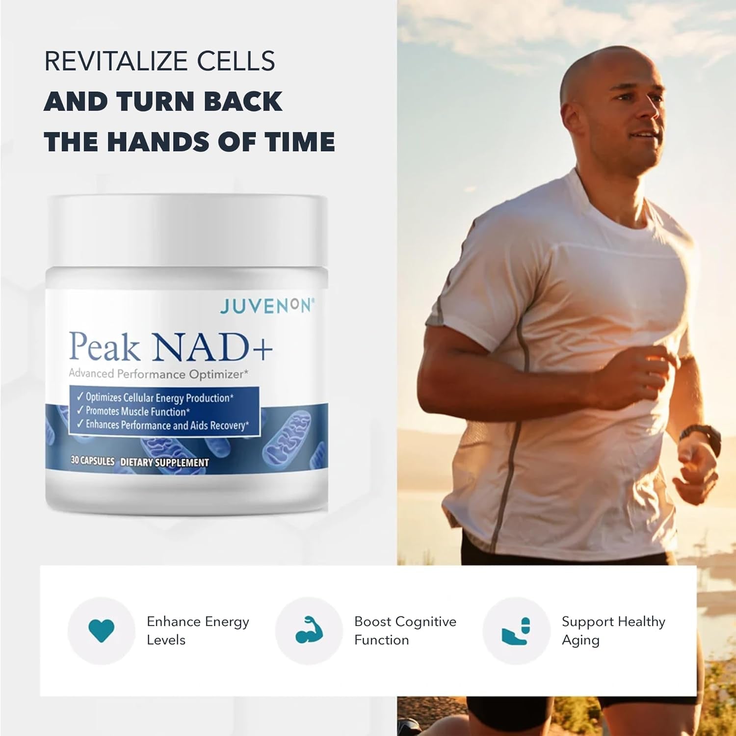 Juvenon Peak NAD+ – Advanced Performance Optimizer – 30 Capsules | Cellular Energy & Healthy Aging