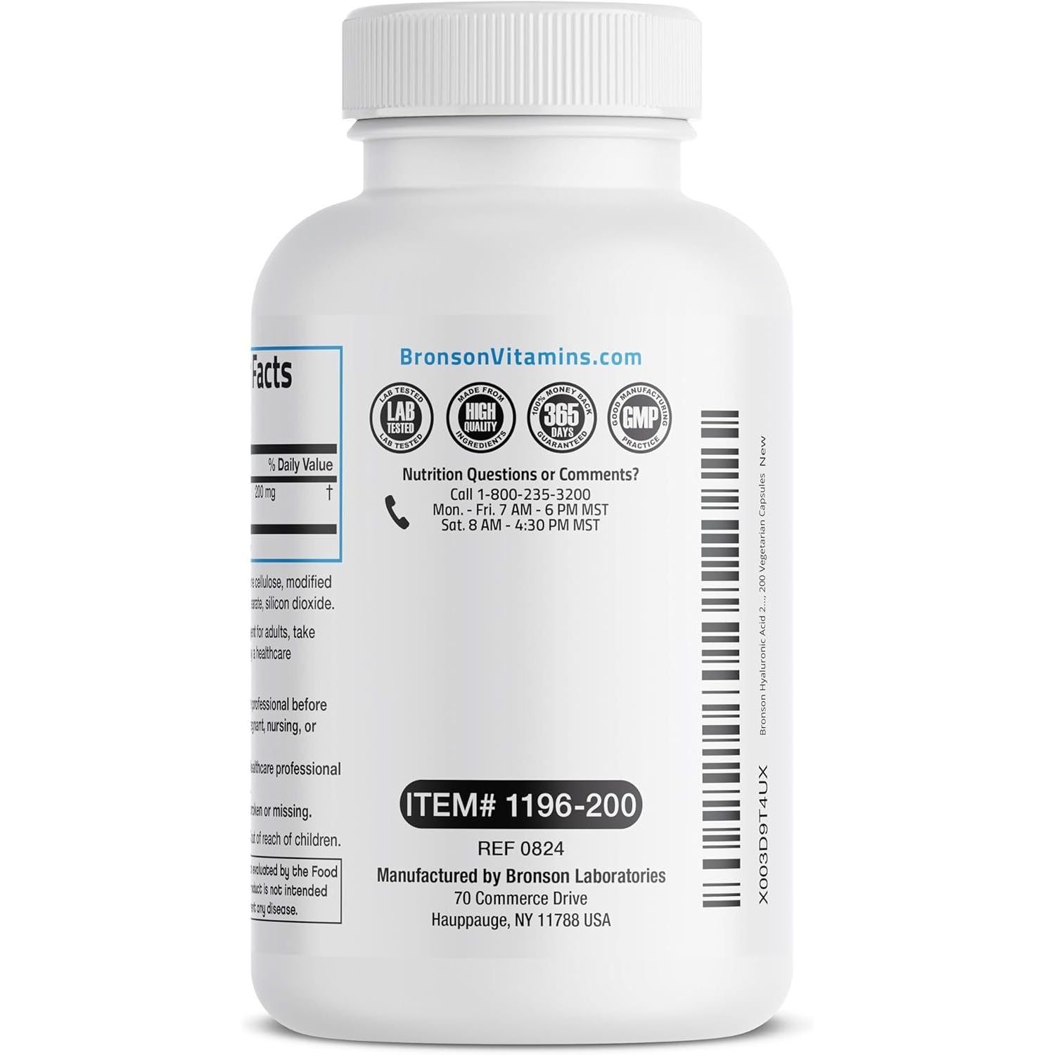 Bronson Hyaluronic Acid 200MG - 200 Capsules