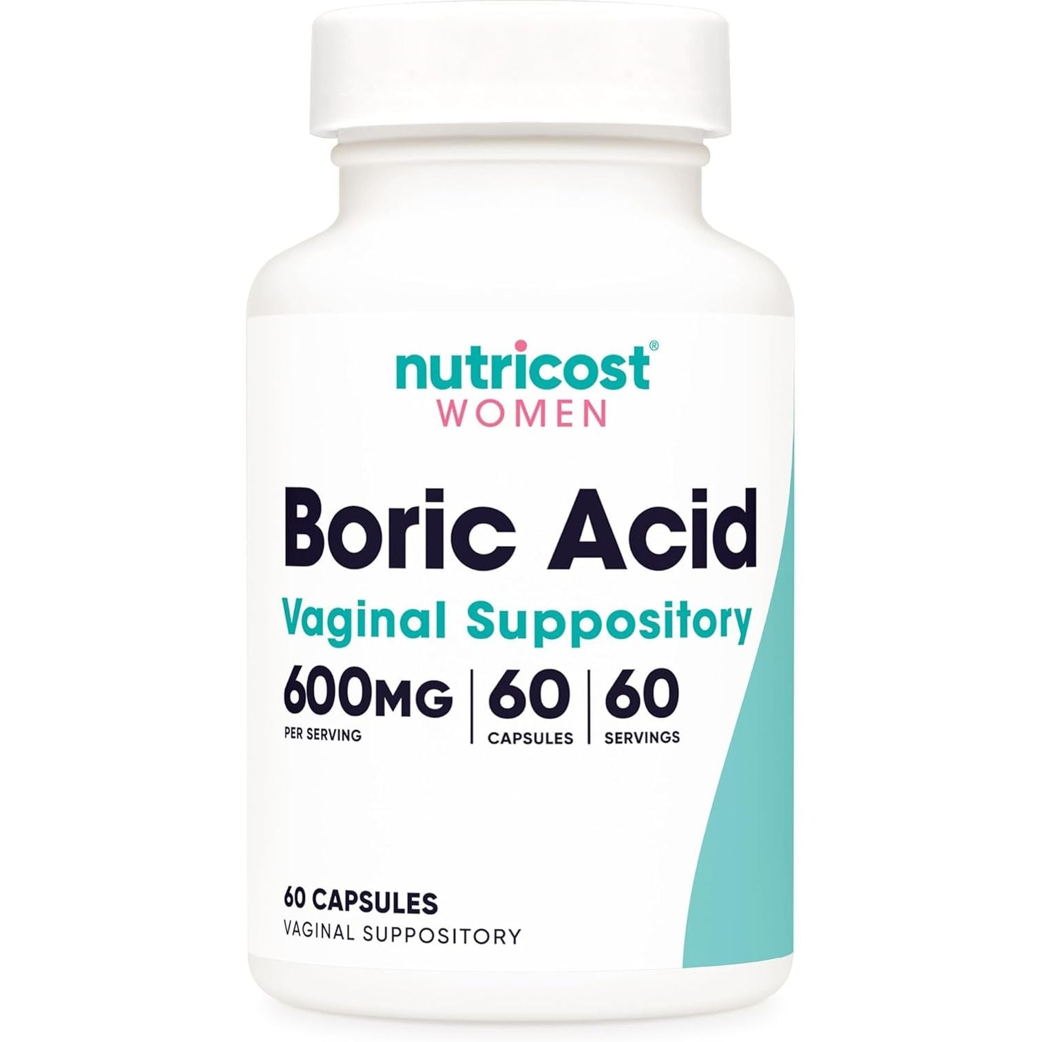 Nutricost Boric Acid Vaginal Suppository – 60 Capsules | 600mg Natural Feminine pH Support & Odor Control