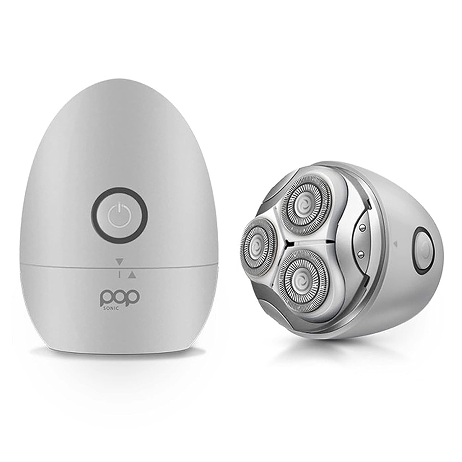 Pop Sonic Moon Shaver (Silver) | 3-Head Rechargeable Face & Body Shaver for Smooth, Silky Skin Anywhere