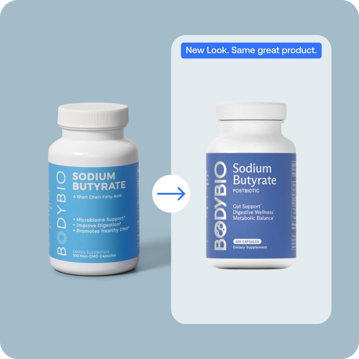 BodyBio Sodium Butyrate Supplement – 100 Capsules | Gut Health, Detox & Inflammation Support