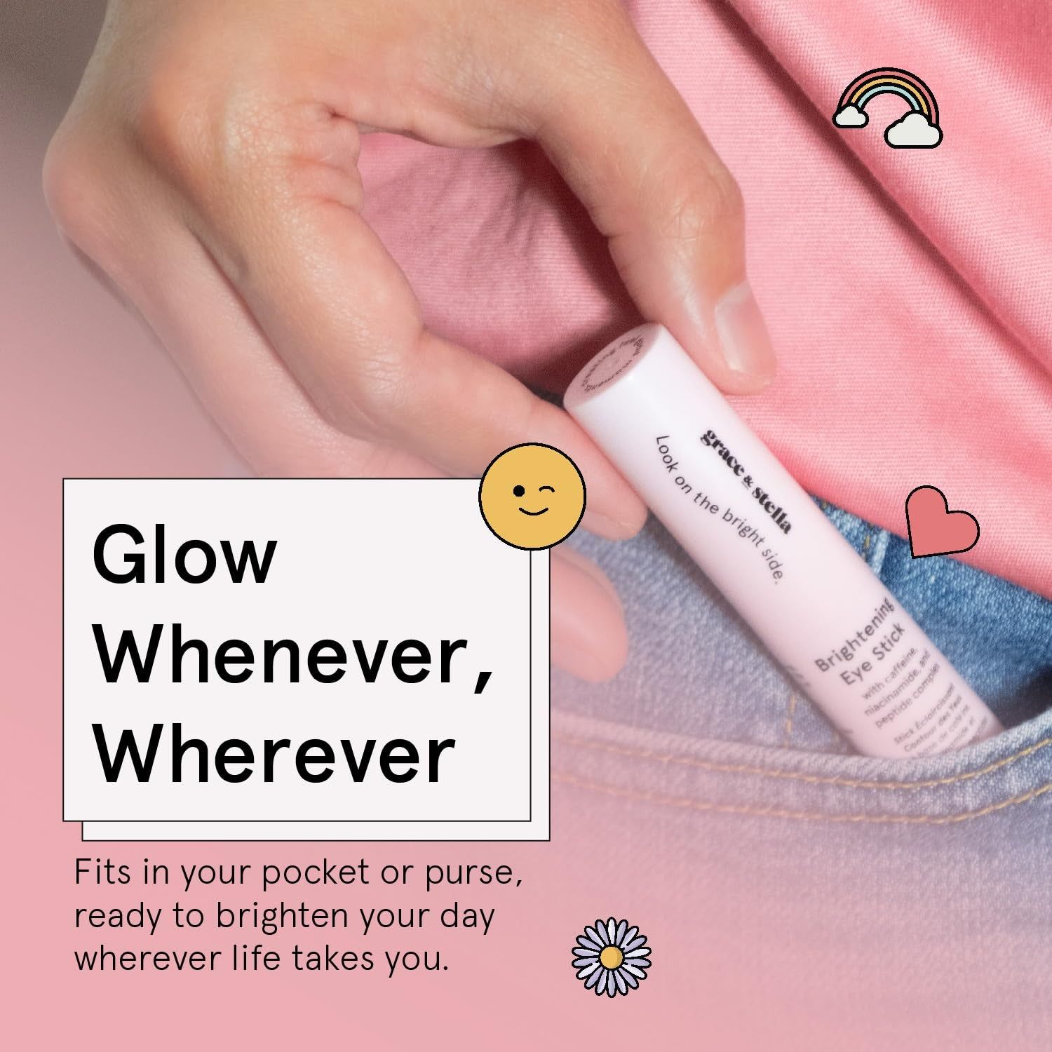 grace & stella Brightening Eye Stick (Caffeine) – 3.5g | Instantly Depuffs, Hydrates & Brightens Tired Eyes