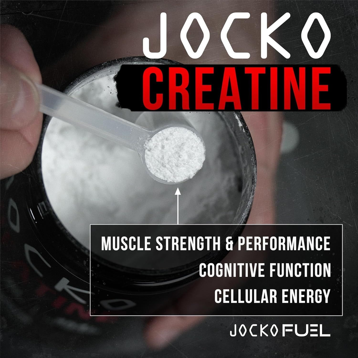 Jocko Fuel Creatine Monohydrate Dietary Supplement – Unflavored, Supports Muscle Health & Cognitive Function 16 Oz - 454g