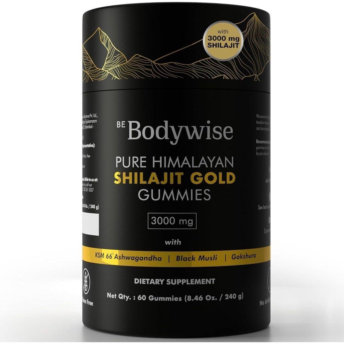 Be Bodywise Pure Himalayan Shilajit Gummies Gold Ashwagandha, Gokshura - 60 Count - Glam Global UK