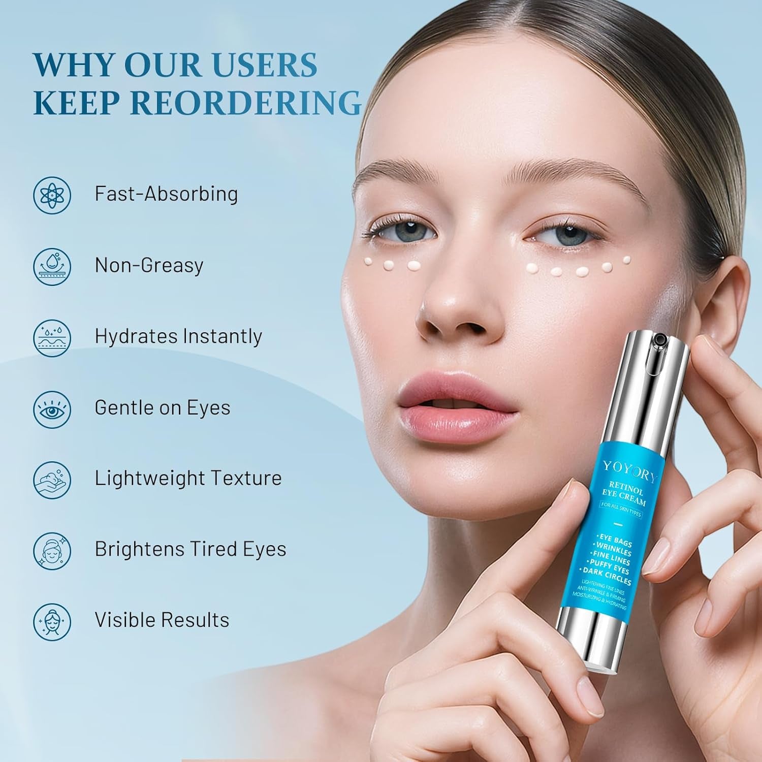 YOYORY Retinol Eye Cream – 20ml | Smooths Fine Lines, Lifts Puffiness & Brightens Dark Circles