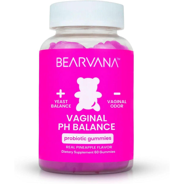 BEARVANA Vaginal pH Balance Probiotic Gummies – Pineapple Flavor, 60 Vegan Gummies | Feminine Freshness, Gut & Immune Support