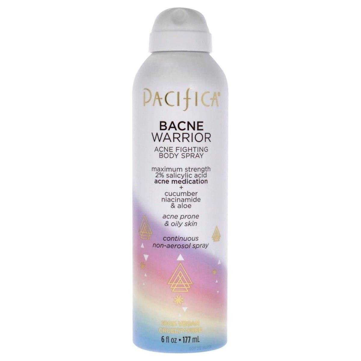 Beauty Bacne Warrior Acne Fighting Body Spray for Body and Back, 2% Salicylic Acid, Niacinamide, Cucumber & Aloe, Sensitive Skin Approved, 100% Vegan and Cruelty Free, Clear, 6 Fl Oz - Glam Global UK