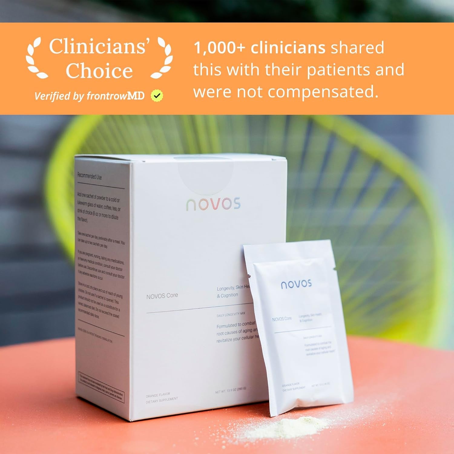 Novos Core All-In-One Longevity Formulation – 30 Sachets | Orange Flavor | Science-Backed Anti-Aging & Wellness Support