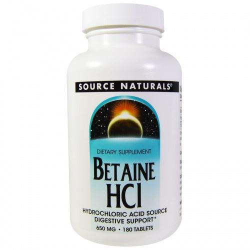 Source Naturals Betaine HCl With Pepsin 650mg (180 Capsules) – Digestive Support & Absorption