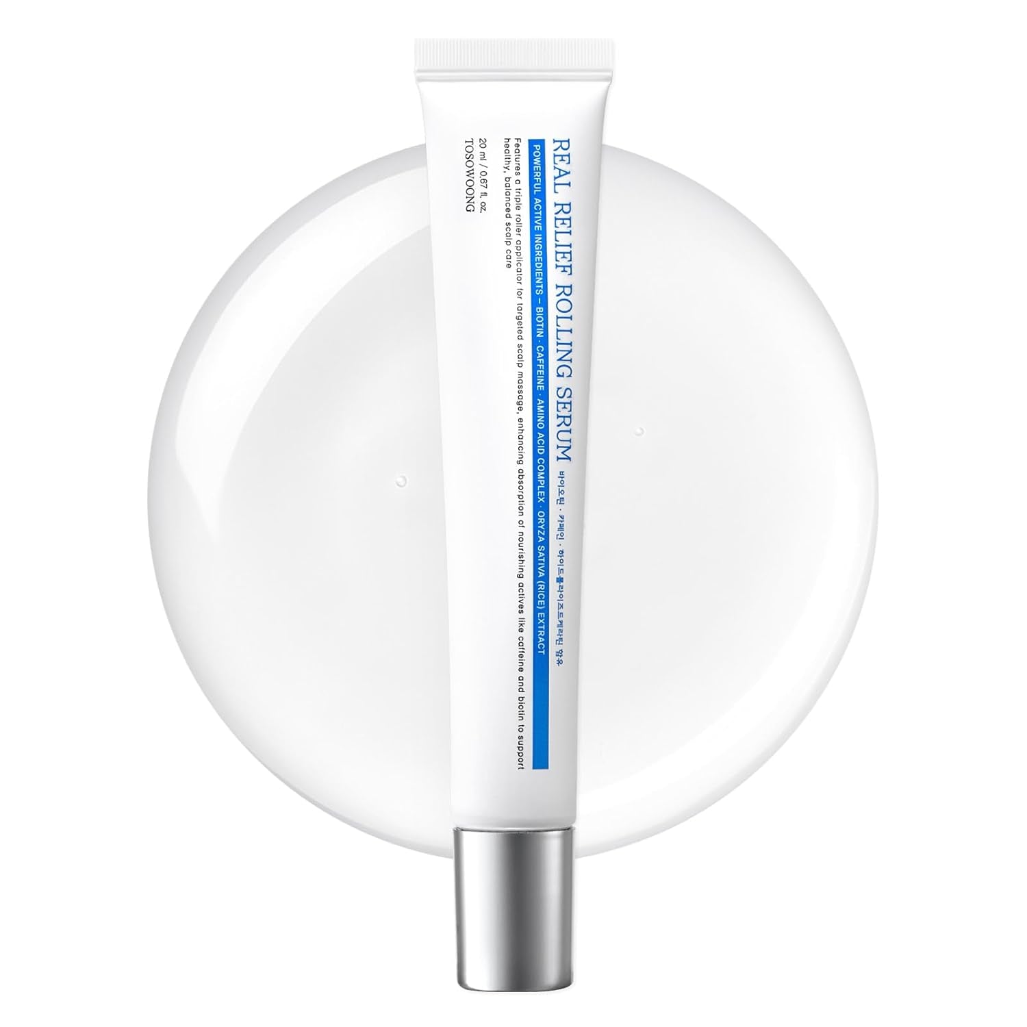 Real Relief Rolling Serum, Hair Growth Serum Roll on with Biotin, Caffeine, Panthenol, Menthol, Soothes Itchy, Flaky Scalp, Non-Greasy, Lightweight, Korean Skincare, 20Ml / 0.67 Fl. Oz.