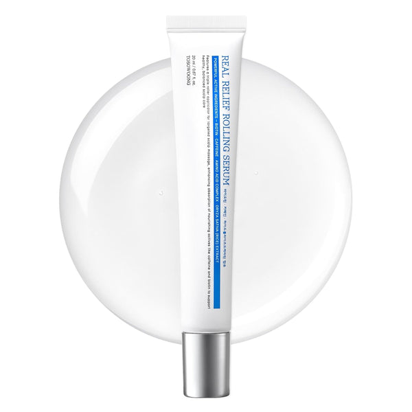 Real Relief Rolling Serum, Hair Growth Serum Roll on with Biotin, Caffeine, Panthenol, Menthol, Soothes Itchy, Flaky Scalp, Non-Greasy, Lightweight, Korean Skincare, 20Ml / 0.67 Fl. Oz.