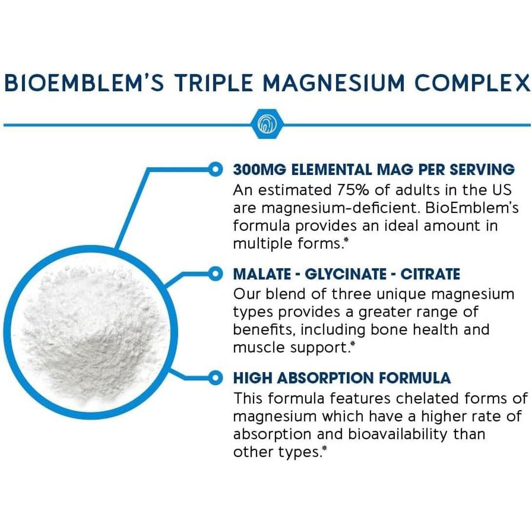 BioEmblem Triple Magnesium Complex 300 mg - 90 Capsules - Glam Global UKBioEmblem