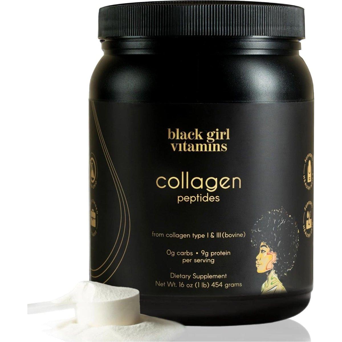 Black Girl Vitamins Collagen Peptides Powder 16 oz - 454 g - Glam Global UK