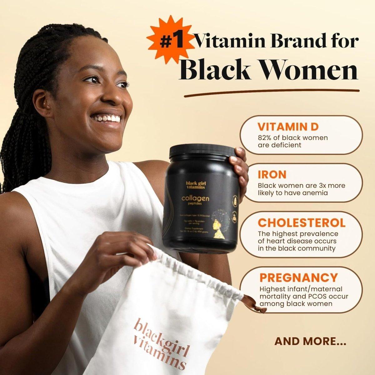 Black Girl Vitamins Collagen Peptides Powder 16 oz - 454 g - Glam Global UK