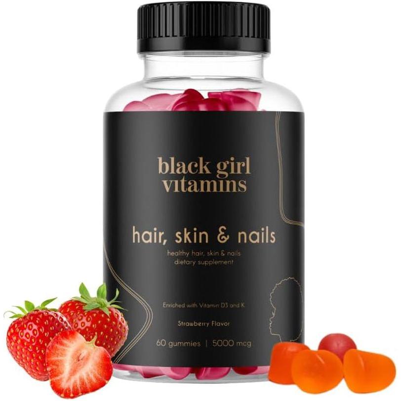 Black Girl Vitamins Hair, Skin, and Nails Gummies - 60 Gummies - Glam Global UK