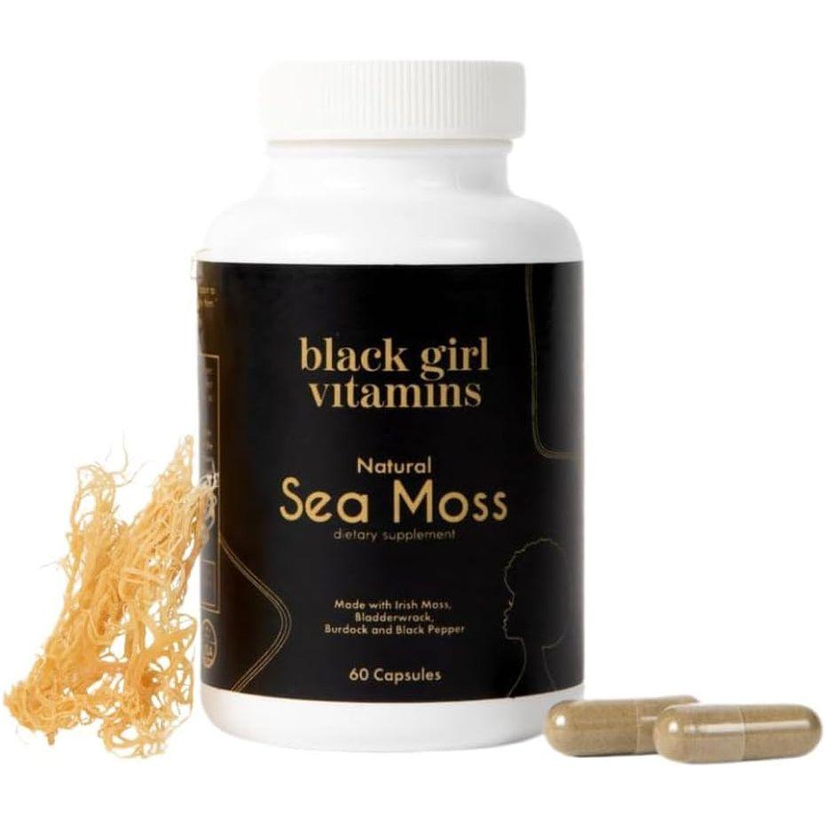 Black Girl Vitamins - Natural Sea Moss Supplement - 60 Capsules - Glam Global UK