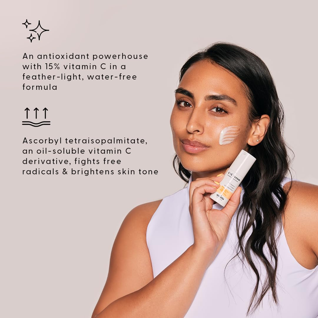 C+C Vitamin C Serum – 15% Potent Formula with 10% L-Ascorbic Acid for Bright, Even-Toned Skin - Non-Irritating, Water-Free Antioxidant Face Cream, 1 Fl Oz