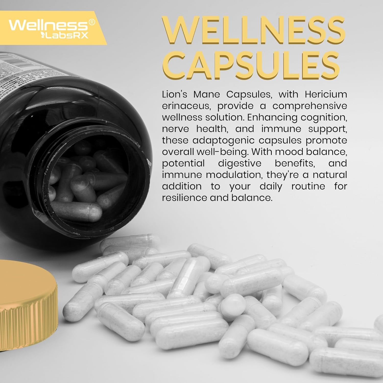 WELLNESS LABSRX Organic Lion's Mane 15,000MG - 120 Capsules