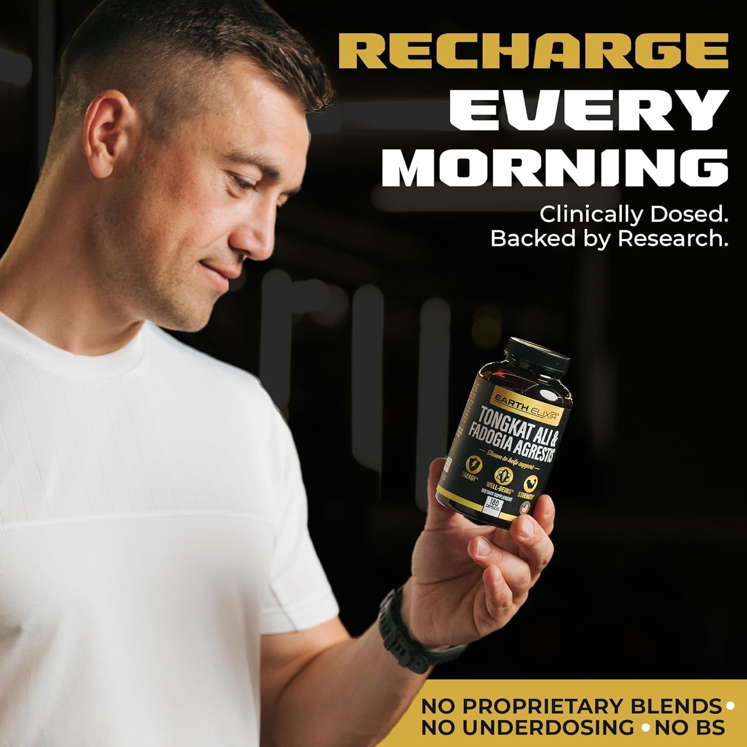 Fadogia Agrestis & Tongkat Ali for Men & Woman – Natural Testosterone Supplement for Men - Made in USA & 3Rd Party Tested – Strength, Energy & Vitality - Longjack – 3 Month Supply