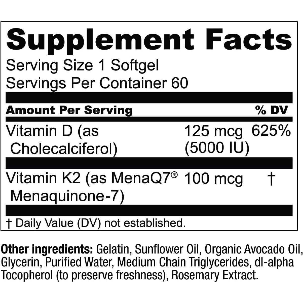Live Conscious K2 + D3 Supplement – 60 Softgels | Bone Strength, Heart Health & Immune Support