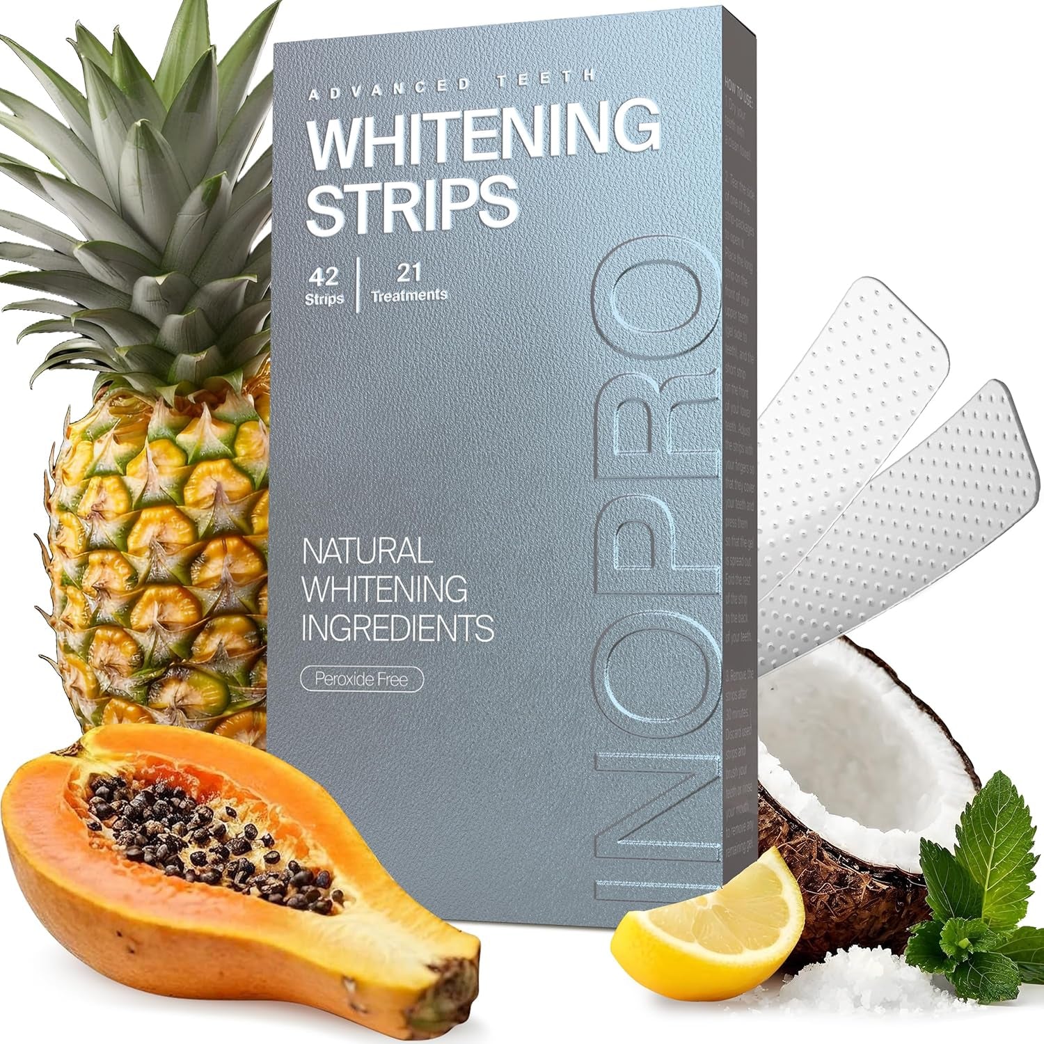 InoPro Advanced Teeth Whitening Strips – 21 Treatments (42 Strips) | Professional Whitening, Stain Removal & Enamel Care