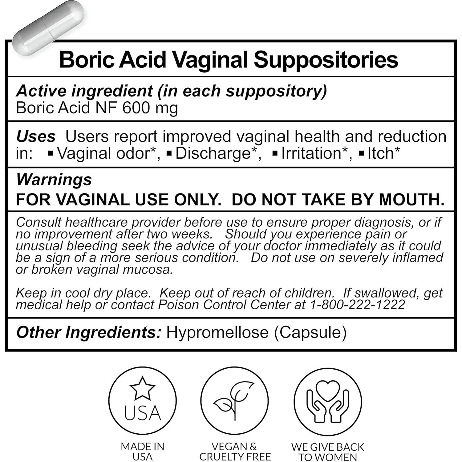 Flower Power Boric Acid Vaginal Suppositories – 30 Suppositories | Fast-Acting pH Balance & Odor Control