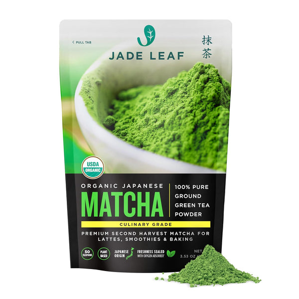Jade Leaf Matcha Organic Japanese Matcha 100% Pure Ground Green Tea Powder - 100g