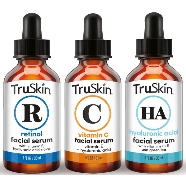 TruSkin Face Serum Trio – 30ml (3 Bottles) | Brightening, Anti-Ageing & Hydrating Skincare Set