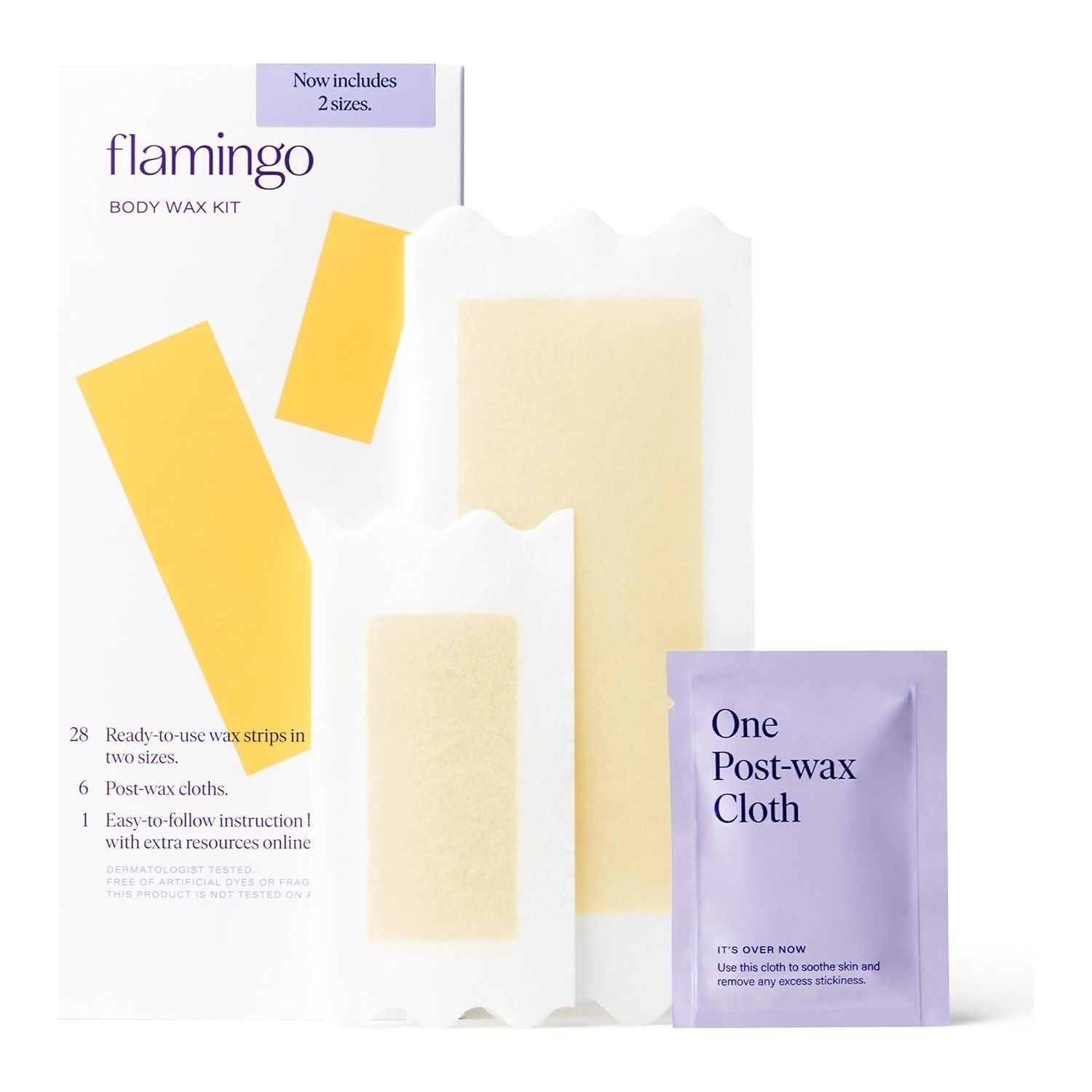 Flamingo Body Wax Kit – Body & Bikini | 52 Wax Strips + 14 Post-Wax Cloths