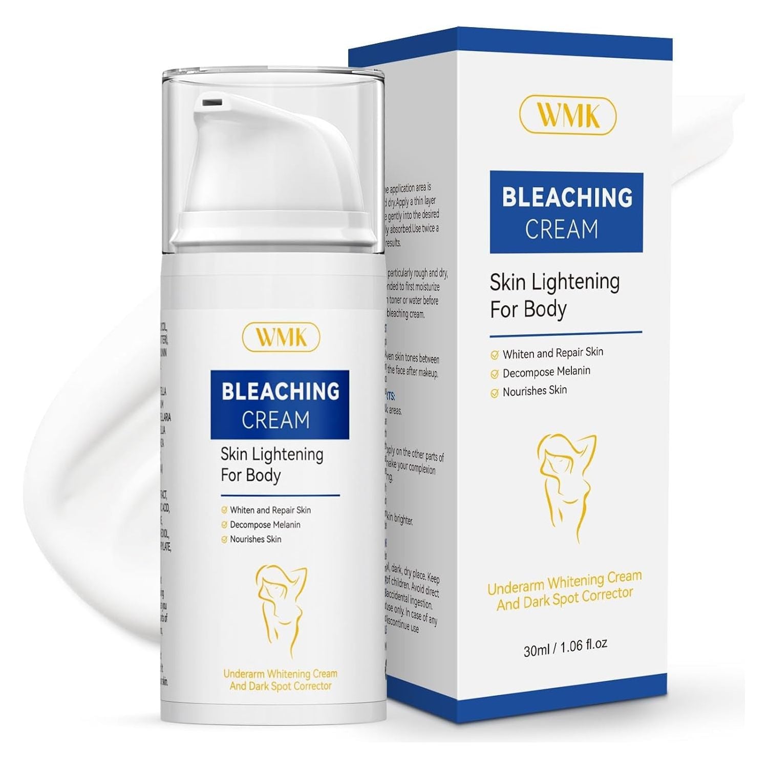 WMK Bleaching Cream – Skin Lightening For Body  -1.06 fl oz - (30ml)