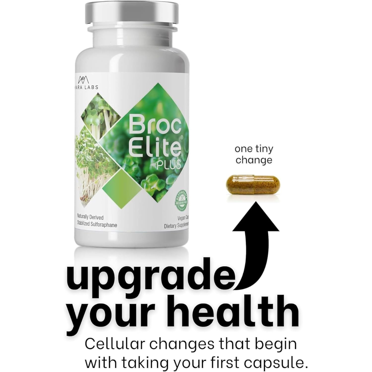 Mara Labs Broc Elite plus | Broccoli Supplement W/Stabilized Sulforaphane Extract | Zero Glyphosate Residue | 60 Vegetable Capsules