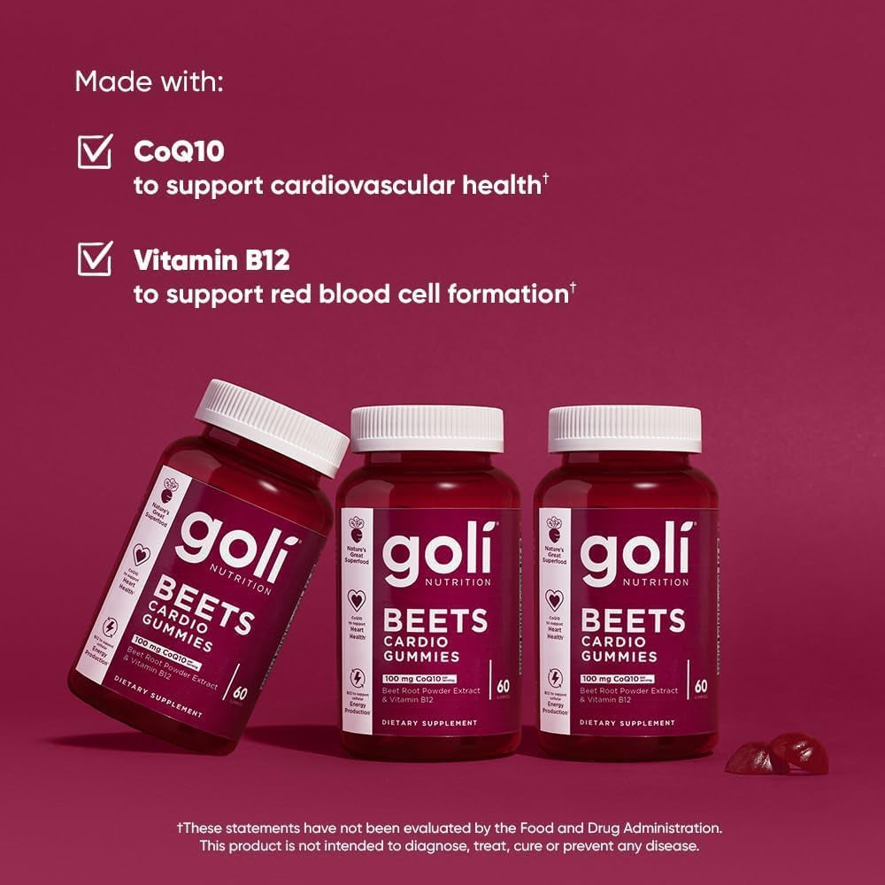 Goli Beets Cardio Gummies – 60 Gummies | Heart Health, Circulation & Energy Support
