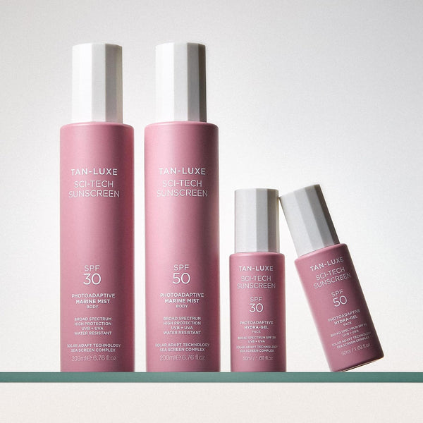 TAN-LUXE Sci-Tech Sunscreen SPF50 Photoadaptive Hydra-Gel – 50ml | High-Performance Invisible Protection & Hydration
