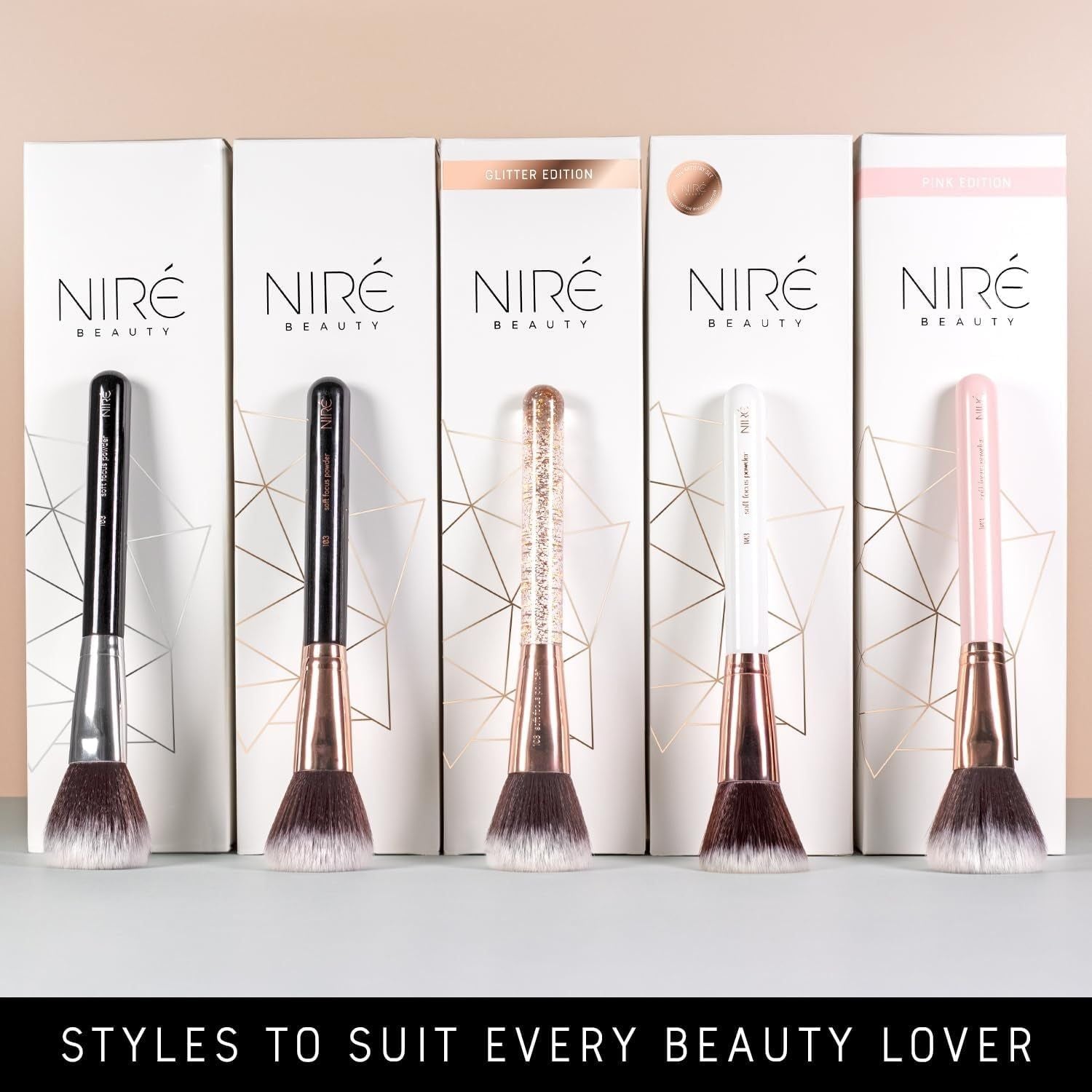 Niré Beauty 15-Piece Award Winning Glitter Makeup Brush Set (Glitter Rose Gold)