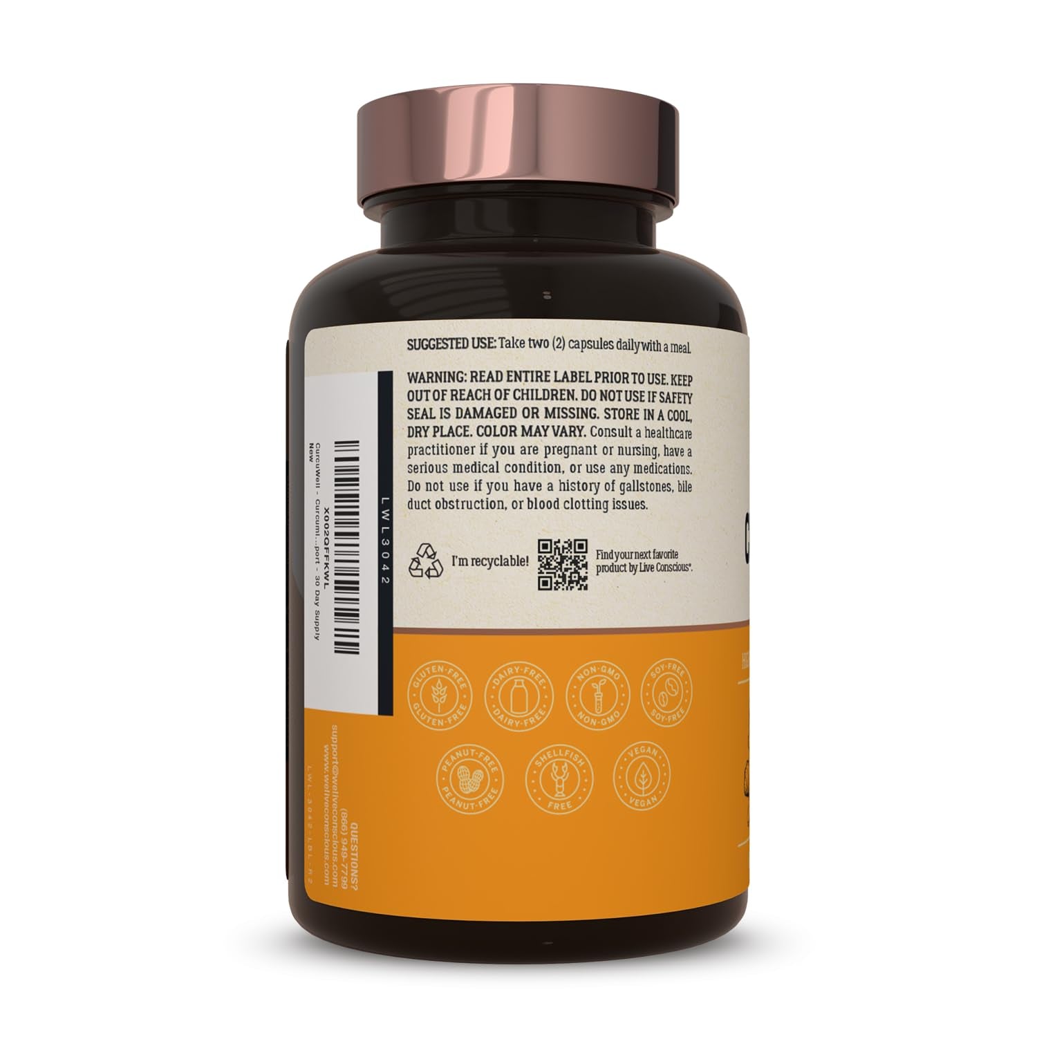 Live Conscious CURCUWELL – 30 Capsules | Advanced Turmeric & Boswellia Supplement for Joint, Heart & Immune Support