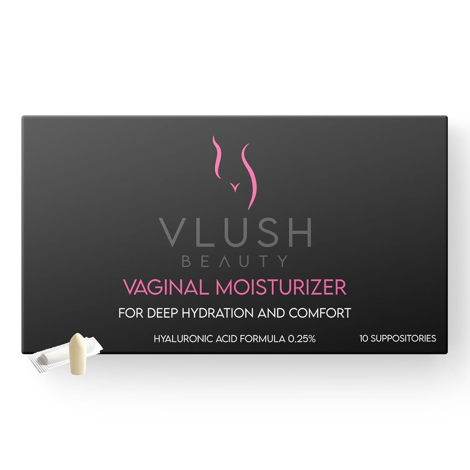 Vaginal Moisturizer Suppositories - Deep Hydration with Hyaluronic Acid for Vaginal Dryness, Menopause Support & Daily Comfort, Made in FDA Registered Facility - Hormone-Free (10 Count)
