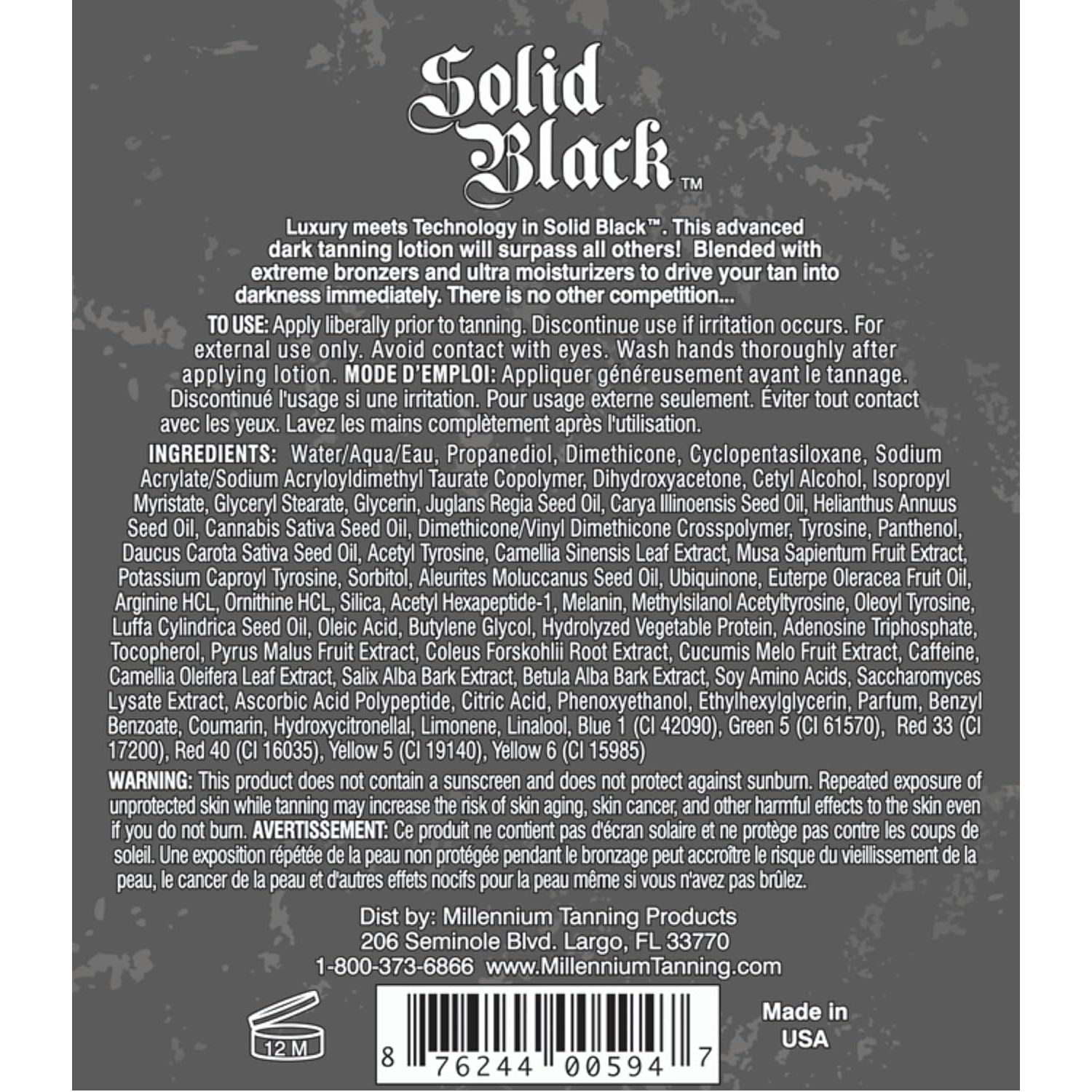 SOLID BLACK 100X Dark Tanning Lotion Indoor Outdoor Tan Enhancing Silicone Bronzer Tanning Bed Lotion 13.5 Fl Oz (400 Ml)