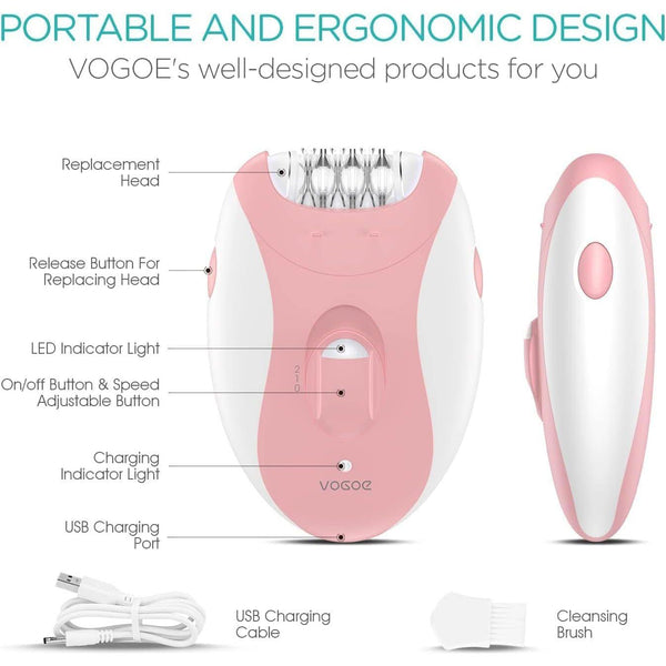 Epilator for Women, 4-In-1 Epilators Hair Removal with 2 Speeds, Rechargeable & Cordless Razor Epilator, 21 Tweezers Covered, Electric Hair Remover for Face Legs Arms Armpit Bikini, Pink