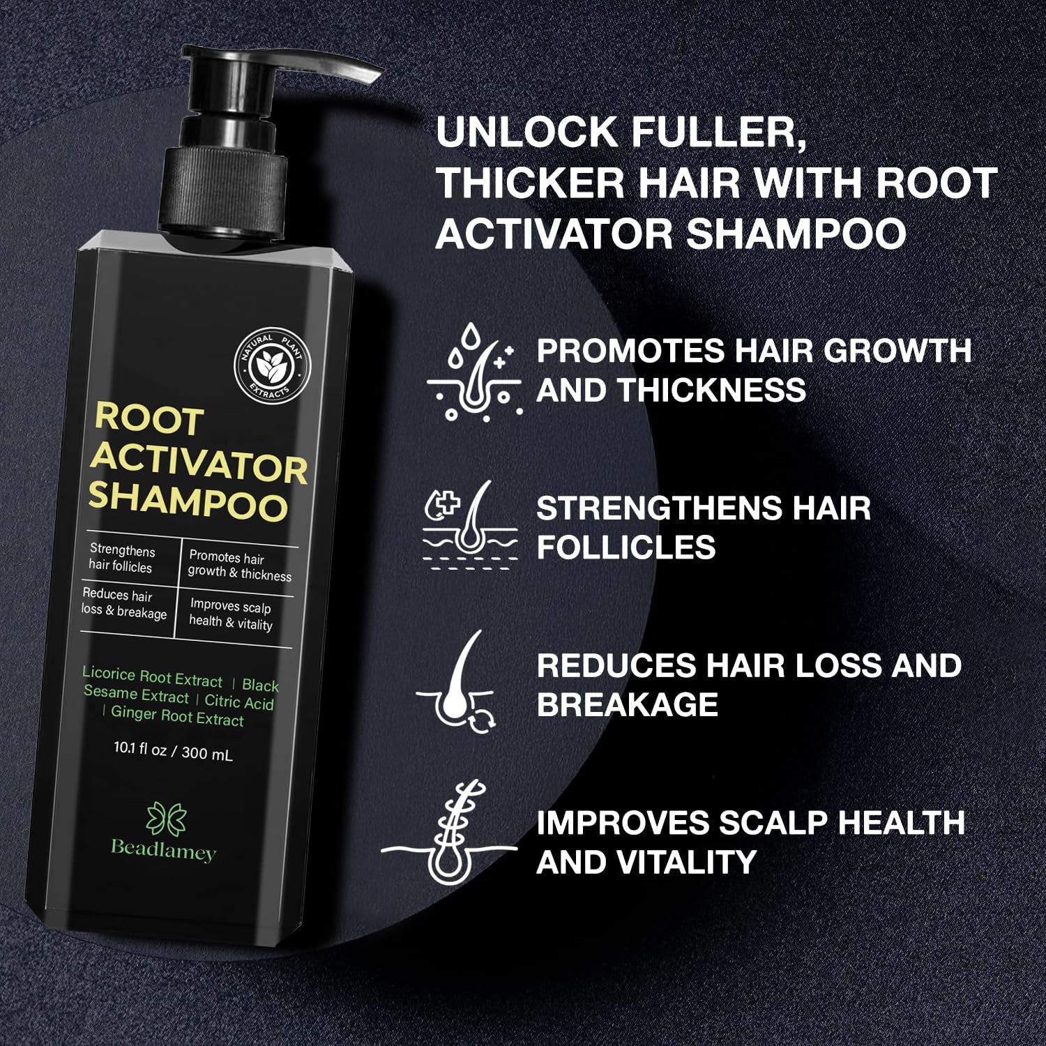 Beadlamey Root Activator Shampoo – 300ml | Men’s Hair Growth & Scalp Health
