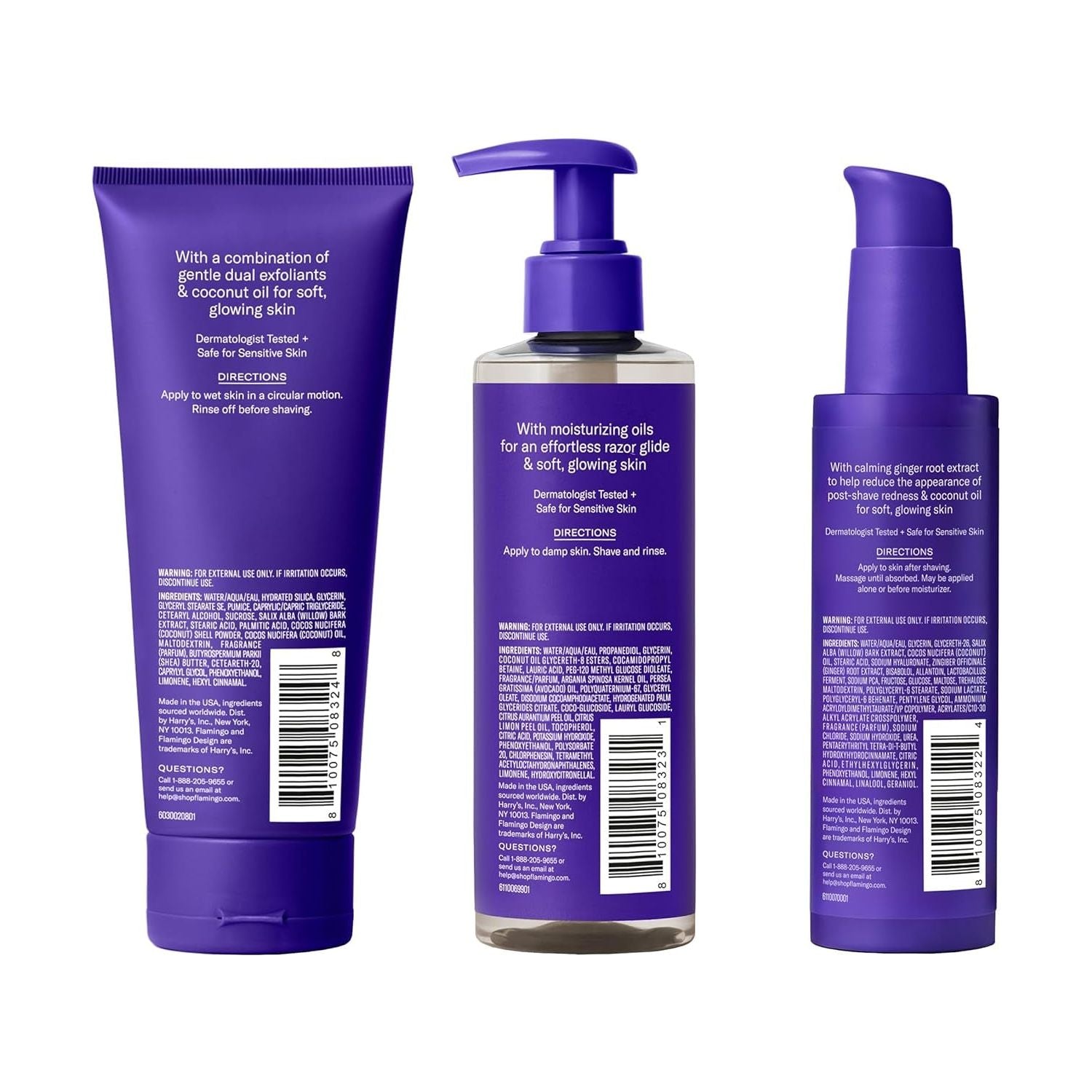 Flamingo 3-Step Shave Set | Exfoliate, Nourish & Soothe for Silky-Smooth Skin