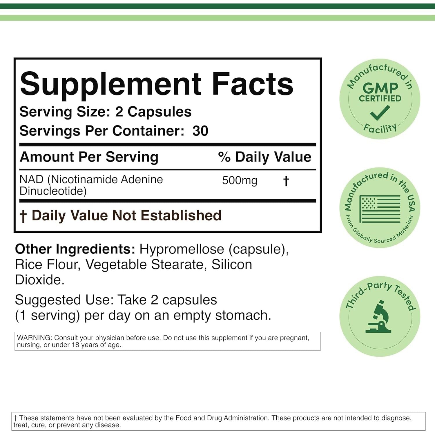 Double Wood Supplements NAD+ – 60 Capsules | Longevity & Cellular Energy Support