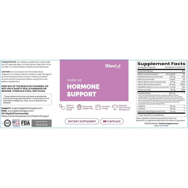 GleeFull Over 30 Hormone Support – 60 Capsules | Natural Menopause & Hormonal Balance Support with Maca Root & Ashwagandha